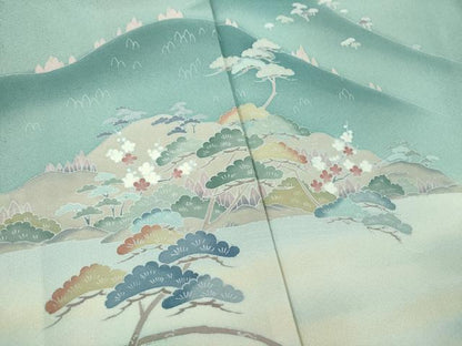 平和屋着物●訪問着　友禅　作家物　風景花文　暈し染め　正絹　逸品　DABD1579ps