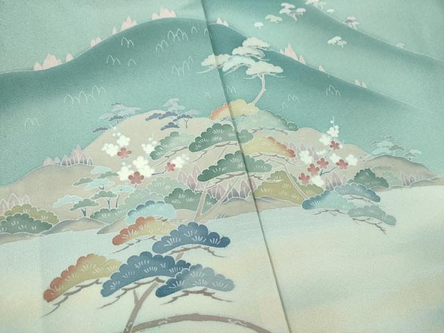 平和屋着物●訪問着　友禅　作家物　風景花文　暈し染め　正絹　逸品　DABD1579ps