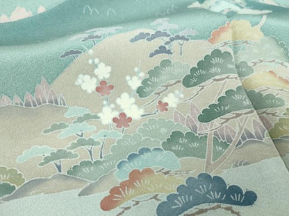 平和屋着物●訪問着　友禅　作家物　風景花文　暈し染め　正絹　逸品　DABD1579ps