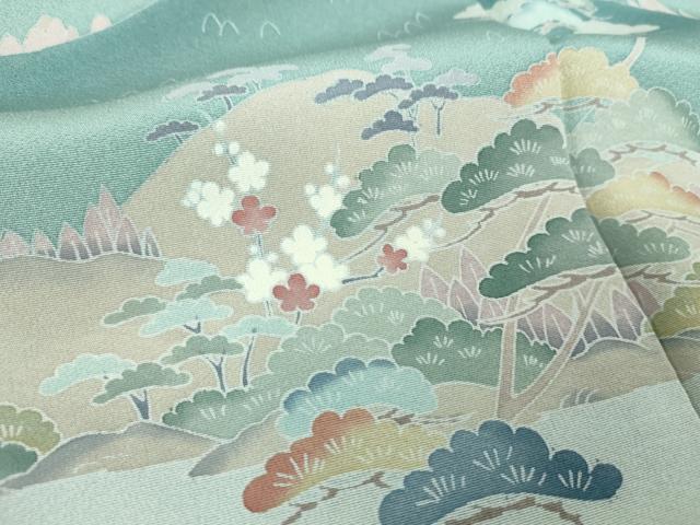 平和屋着物●訪問着　友禅　作家物　風景花文　暈し染め　正絹　逸品　DABD1579ps