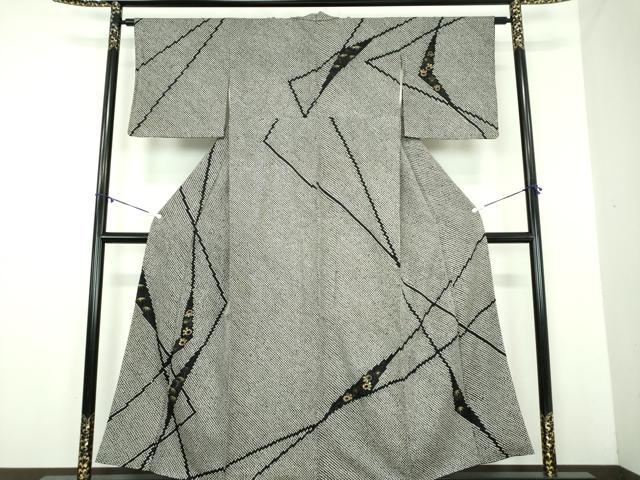 平和屋着物●訪問着　総絞り　手描き　笹竹花文　黒地　金彩　鈴乃屋扱い　正絹　逸品　DABD1581ps