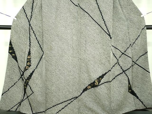 平和屋着物●訪問着　総絞り　手描き　笹竹花文　黒地　金彩　鈴乃屋扱い　正絹　逸品　DABD1581ps