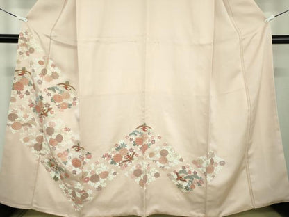 平和屋着物●訪問着　駒刺繍　鳳凰花菱文　金彩　正絹　逸品　DABD1584ps