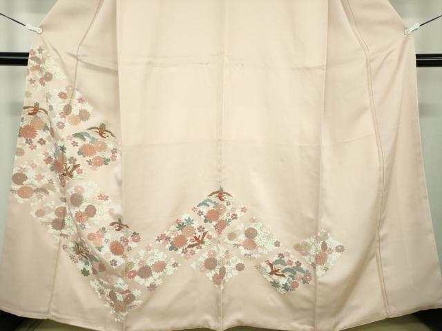 平和屋着物●訪問着　駒刺繍　鳳凰花菱文　金彩　正絹　逸品　DABD1584ps