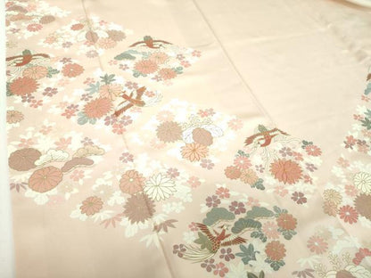 平和屋着物●訪問着　駒刺繍　鳳凰花菱文　金彩　正絹　逸品　DABD1584ps