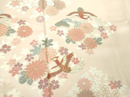 平和屋着物●訪問着　駒刺繍　鳳凰花菱文　金彩　正絹　逸品　DABD1584ps