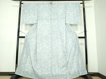 平和屋着物●洗える最高級着物　＜英＞はなぶさ謹製　小紋　墨流し文様　反端付き　逸品　未使用　DABD1587ps