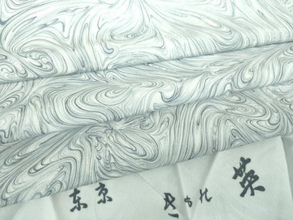 平和屋着物●洗える最高級着物　＜英＞はなぶさ謹製　小紋　墨流し文様　反端付き　逸品　未使用　DABD1587ps