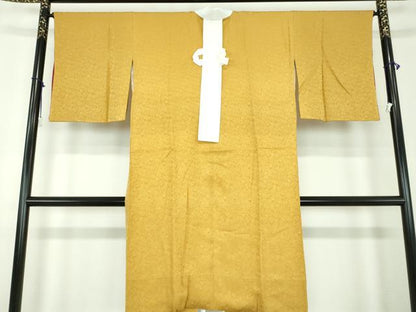 平和屋着物●上質な長襦袢　袷　手毬地紋　金色　正絹　逸品　DABD1593ps