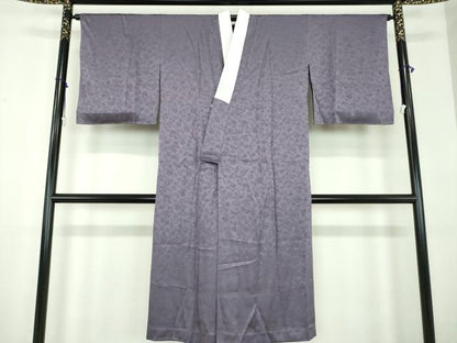 平和屋着物●上質な長襦袢　無双仕立て　花唐草地紋　濃鼠色　正絹　逸品　DABD1594ps