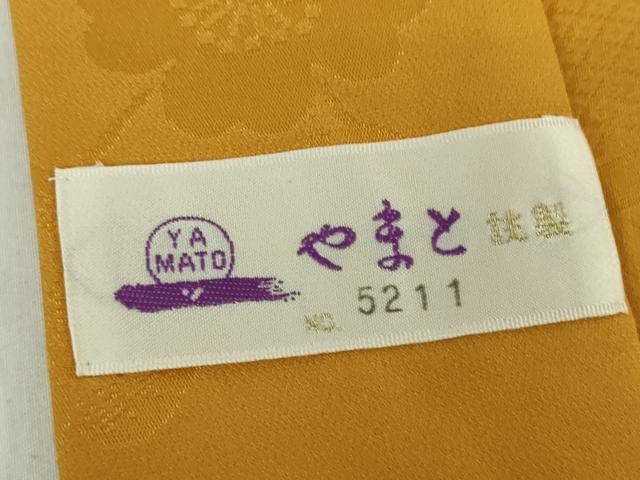 平和屋着物●上質な長襦袢　無双仕立て　半衿刺繍　飛鶴桜地紋　山吹茶色　やまと誂製　正絹　逸品　DABD1596ps 平和屋着物○上質な長襦袢 無双仕立て 半衿刺繍 飛鶴桜地紋