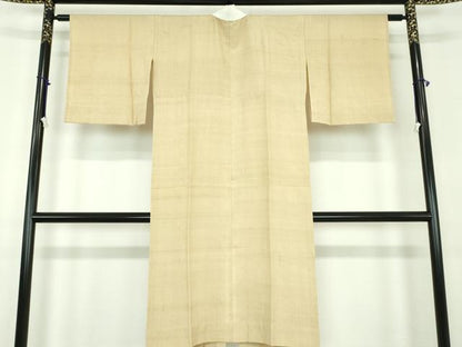 平和屋着物●上質な長襦袢　単衣　生紬　白橡色　正絹　逸品　DABD1597ps