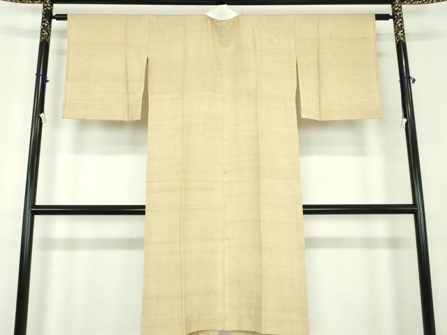 平和屋着物●上質な長襦袢　単衣　生紬　白橡色　正絹　逸品　DABD1597ps