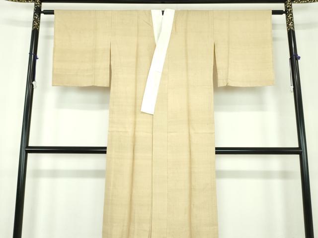 平和屋着物●上質な長襦袢　単衣　生紬　白橡色　正絹　逸品　DABD1597ps