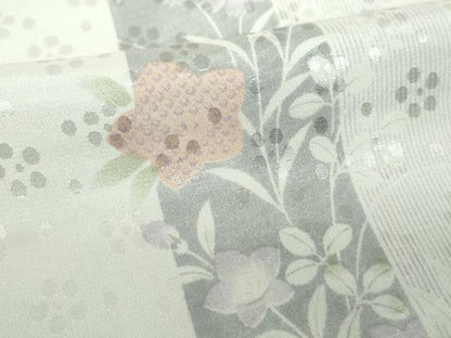 平和屋着物●上質な長襦袢　無双仕立て　半衿刺繍　秋草文　暈し染め　正絹　逸品　未使用　DABD1602ps