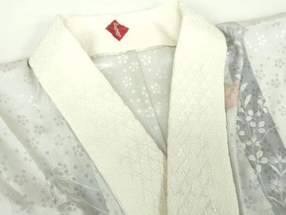 平和屋着物●上質な長襦袢　無双仕立て　半衿刺繍　秋草文　暈し染め　正絹　逸品　未使用　DABD1602ps