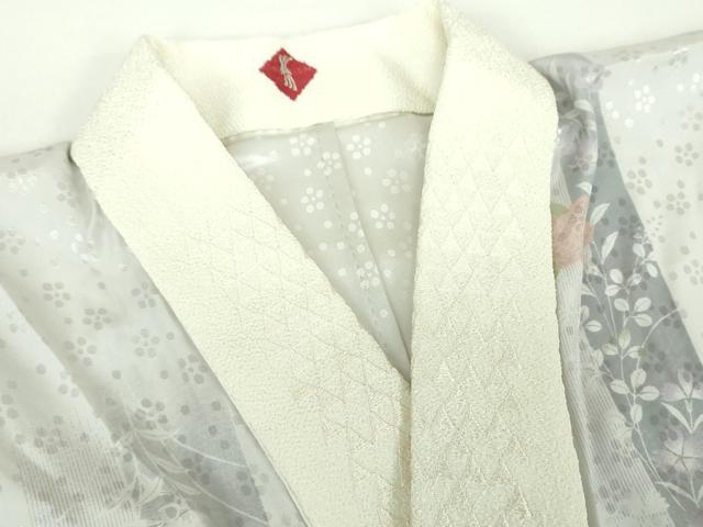 平和屋着物●上質な長襦袢　無双仕立て　半衿刺繍　秋草文　暈し染め　正絹　逸品　未使用　DABD1602ps