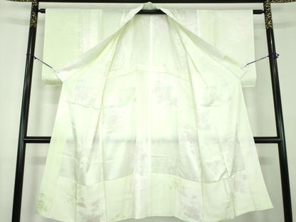平和屋着物●上質な長襦袢　半衿刺繍　短冊花地紋　暈し染め　正絹　逸品　DABD1605ps