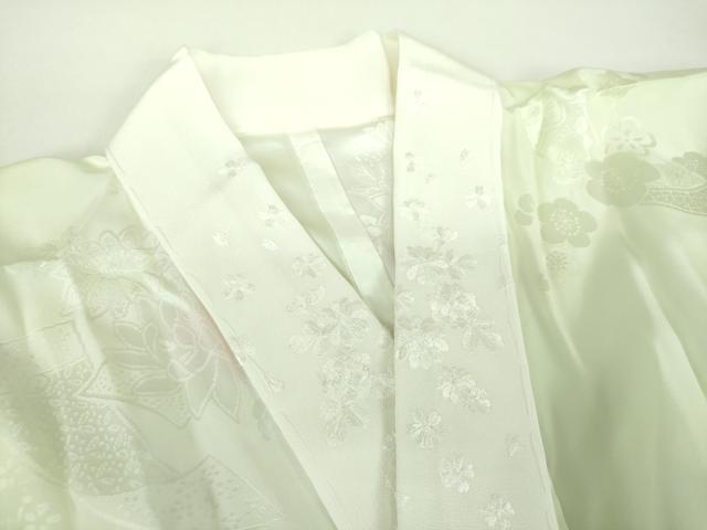 平和屋着物●上質な長襦袢　半衿刺繍　短冊花地紋　暈し染め　正絹　逸品　DABD1605ps