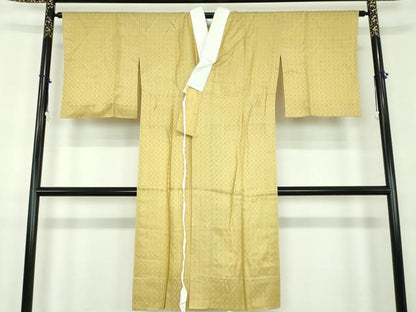 平和屋着物●上質な長襦袢　無双仕立て　市松地紋　桑染色　正絹　逸品　未使用　DABD1606ps