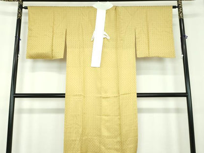 平和屋着物●上質な長襦袢　無双仕立て　市松地紋　桑染色　正絹　逸品　未使用　DABD1606ps