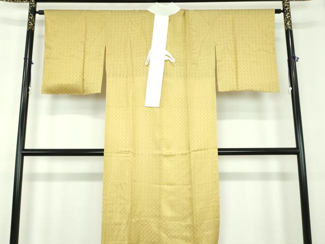 平和屋着物●上質な長襦袢　無双仕立て　市松地紋　桑染色　正絹　逸品　未使用　DABD1606ps