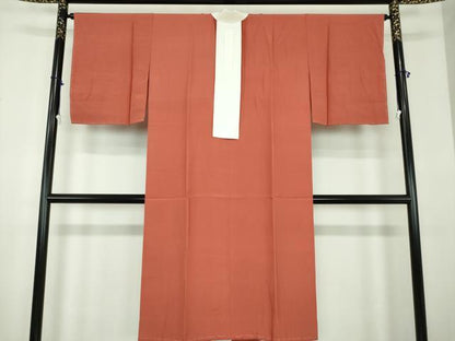 平和屋着物●上質な長襦袢　無双仕立て　半衿刺繍　銀朱色　正絹　逸品　未使用　DABD1608ps