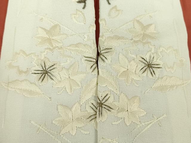 平和屋着物●上質な長襦袢　無双仕立て　半衿刺繍　銀朱色　正絹　逸品　未使用　DABD1608ps