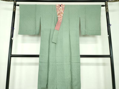 平和屋着物●上質な長襦袢　袷　半衿刺繍　斜線地紋　正絹　逸品　未使用　DABD1610ps