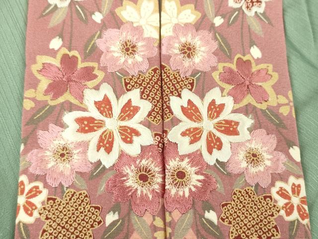 平和屋着物●上質な長襦袢　袷　半衿刺繍　斜線地紋　正絹　逸品　未使用　DABD1610ps