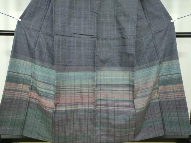 平和屋着物●訪問着　紬地　格子　正絹　逸品　DABD1614ps