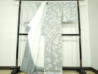 平和屋着物●訪問着　総絞り　流水花文　正絹　逸品　未使用　DABD1615ps