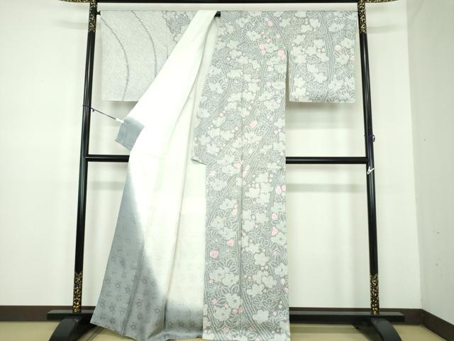 平和屋着物●訪問着　総絞り　流水花文　正絹　逸品　未使用　DABD1615ps