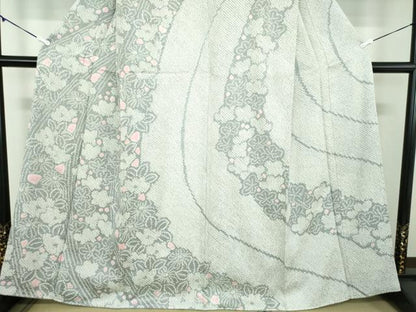 平和屋着物●訪問着　総絞り　流水花文　正絹　逸品　未使用　DABD1615ps