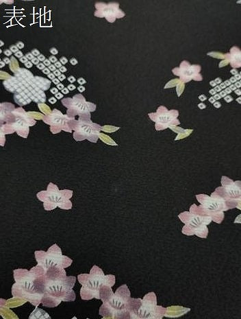 平和屋着物●上質な小紋　鹿の子花文　黒地　正絹　逸品　DABD1616ps