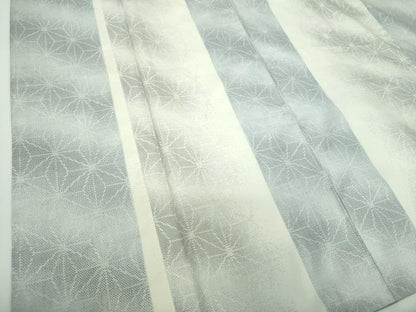 平和屋着物●都喜ヱ門　本場大島紬　白大島　9マルキ　麻の葉間道　藤絹織物謹製　正絹　逸品　DABD1618ps