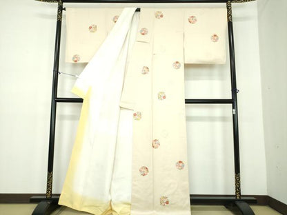 平和屋着物●上質な小紋　花丸文　金彩　正絹　逸品　DABD1621ps