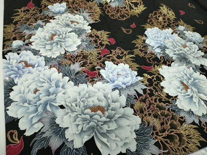 平和屋着物●豪華振袖　刺繍　Luxjewel　牡丹文　黒地　金彩　正絹　逸品　DABD1622ps