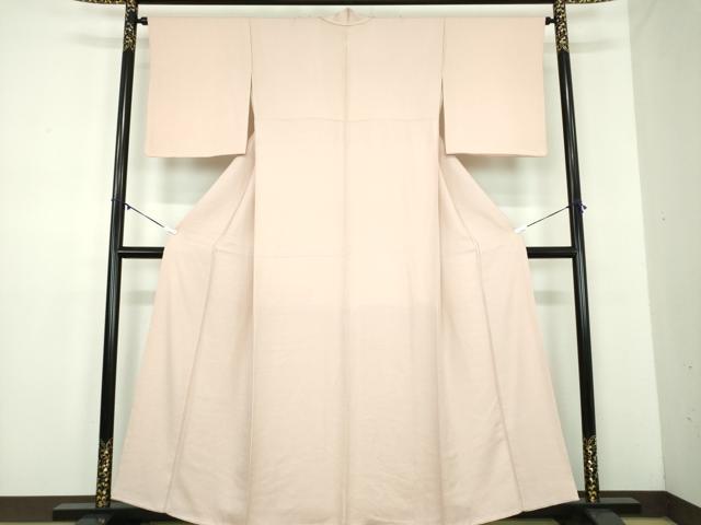 平和屋着物●上質な色無地　桐竹鳳凰地紋　洗柿色　正絹　逸品　DABD1623ps