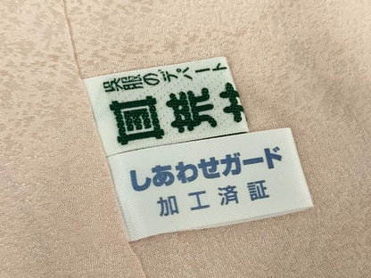 平和屋着物●上質な色無地　桐竹鳳凰地紋　洗柿色　正絹　逸品　DABD1623ps