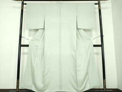 平和屋着物●上質な色無地　背抜き仕立て　横段花地紋　深川鼠色　正絹　逸品　DABD1627ps