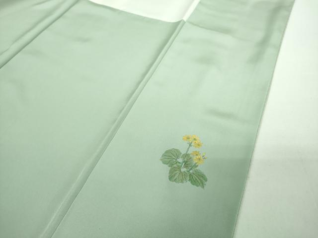 平和屋着物●上質な色無地　背抜き仕立て　横段花地紋　深川鼠色　正絹　逸品　DABD1627ps
