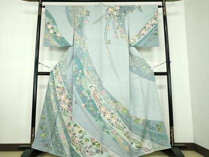平和屋着物●訪問着　辻が花　暈し染め　金彩　正絹　逸品　DABD1628ps