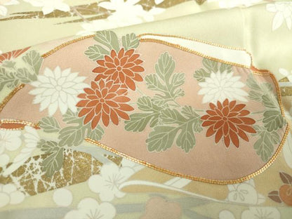 平和屋着物●訪問着　駒刺繍　誰が袖花文　金彩　正絹　逸品　DABD1629ps