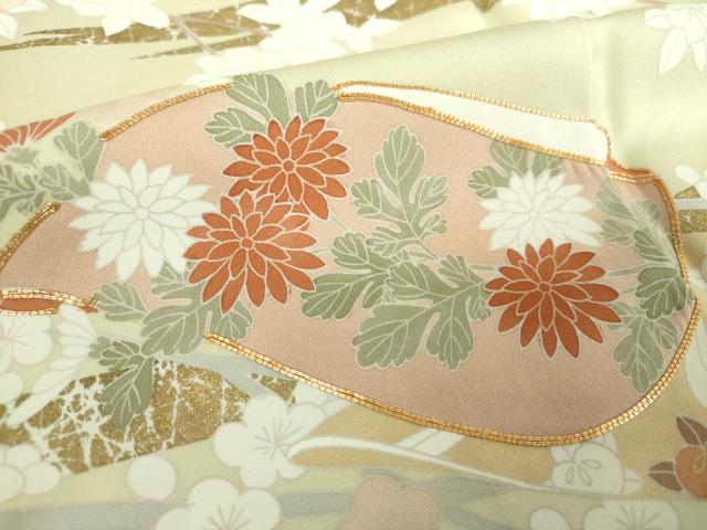 平和屋着物●訪問着　駒刺繍　誰が袖花文　金彩　正絹　逸品　DABD1629ps