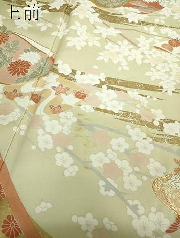 平和屋着物●訪問着　駒刺繍　誰が袖花文　金彩　正絹　逸品　DABD1629ps
