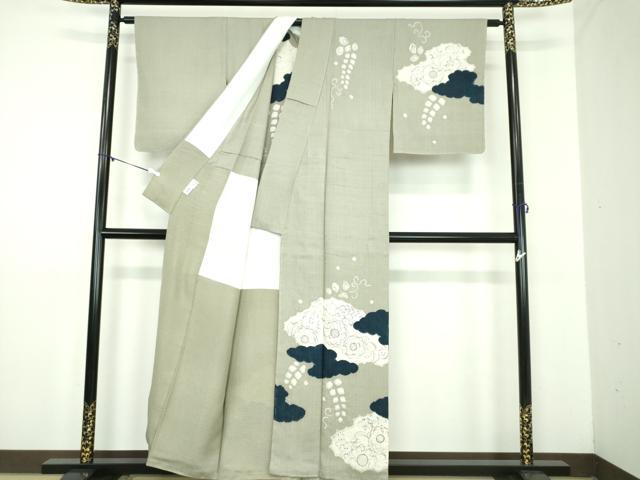 平和屋着物●訪問着　背抜き仕立て　紬地　絞り　手描き　辻が花　正絹　逸品　未使用　DABD1630ps