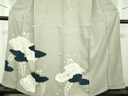 平和屋着物●訪問着　背抜き仕立て　紬地　絞り　手描き　辻が花　正絹　逸品　未使用　DABD1630ps