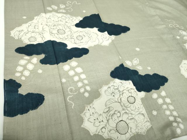 平和屋着物●訪問着　背抜き仕立て　紬地　絞り　手描き　辻が花　正絹　逸品　未使用　DABD1630ps