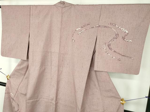 平和屋着物●訪問着　背抜き仕立て　ぜんまい紬　ろうけつ染め　霞文　正絹　逸品　DABD1631ps 平和屋着物○訪問着 背抜き仕立て ぜんまい紬 ろうけつ染め 霞文 正絹